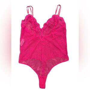 Auden Women's Vibrant Pink Lace Bodysuit NWOT Large